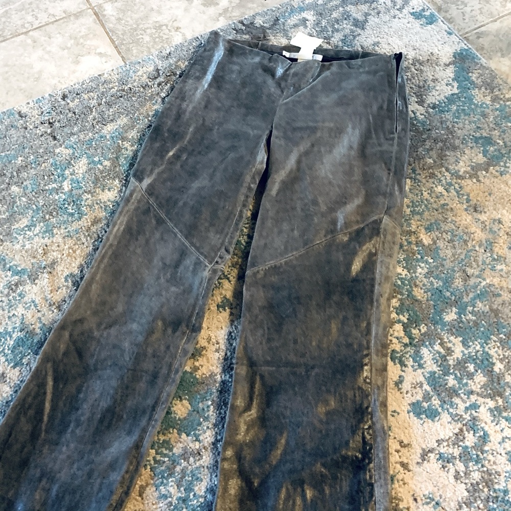 Leather pants, side zip